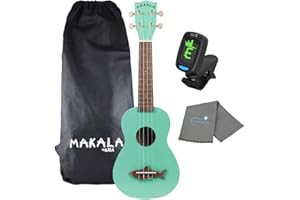 Kala Surf Green Soprano Shark Ukulele - MK-SS/GRN Bundle with a Tuner and Polishing Cloth
