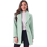 Allegra K Women's Elegant Overcoat Notched Shawl Collar Single Breasted Outerwear Winter Long Coat
