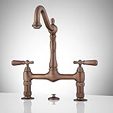 Signature Hardware 394349 Bridge Bathroom Faucet with Lever Handles and Pop-Up Drain Assembly