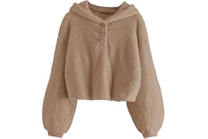 GAMISOTE Kids Girl's Fuzzy Hoodies Warm Loose Button Down Pullover Sherpa Jacket Top