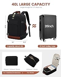 LOVEVOOK Carry On Travel Backpack For Women Men