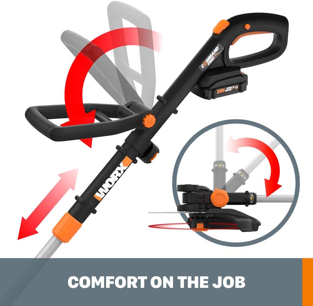 WORX WG170 GT Revolution 20V 12" Grass Trimmer/Edger/Mini-Mower 2 Batteries & Charger Included, Black and Orange : Garden & Outdoor