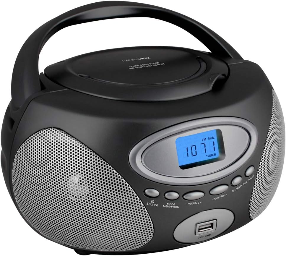 HANNLOMAX HX311CD Portable CD/MP3 Boombox, PLL AM/FM Radio, USB Port