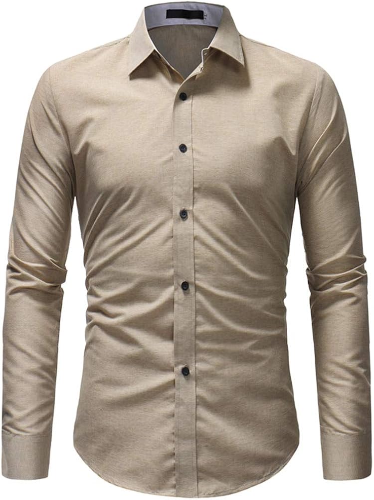 HiLY Mens Dress Shirts, Slim Fit Long Sleeves Business Casual Button