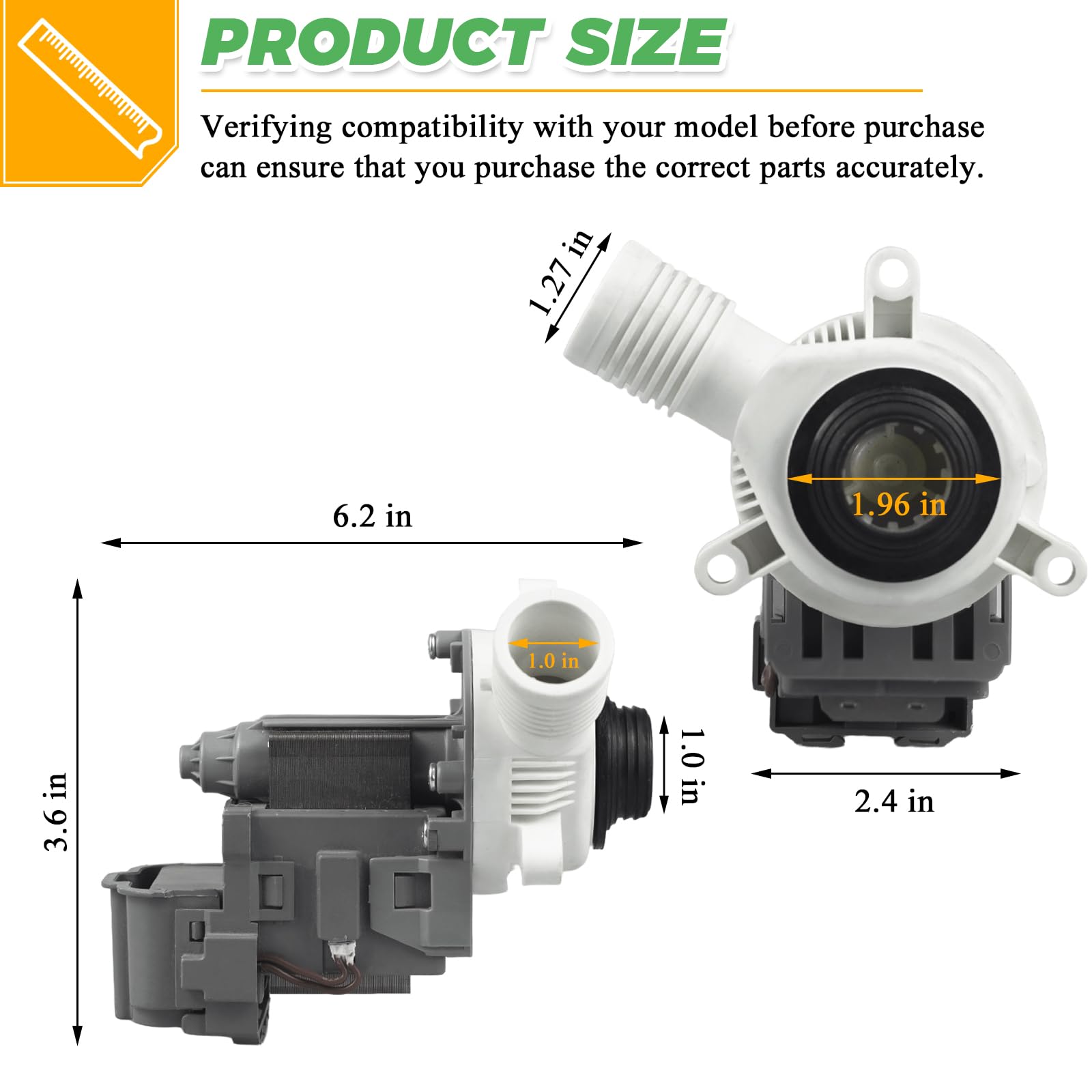 【2025 Updated】W10276397 Washer Drain Pump by Techecook - Fit for Kenmore Whirlpool Maytag Amana Washing Machine - Replaces 1874334 LP397 AP6018417 PS11751719 EAP11751719 WPW10276397VP B40-3A