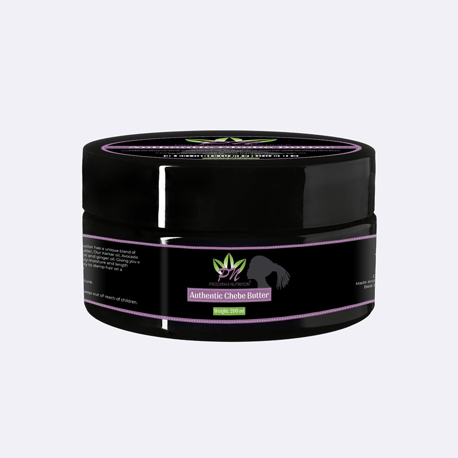 Chebe Hair Butter 200g Made with Organic Shea Butter, Natural Hair Oils & Chebe Powder | Hair Growth Retention Cream for Split Ends Afro Hair Butter Products for All Hair Types by Priddyfair Nutrition