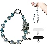 KEESOO Blue Royal Crystal Crown Original Design Phone Charm with 2 Tether Tabs – Stylish, Durable, and Hands-Free Phone Chain – Compatible with iPhone, Samsung, Pixel & More