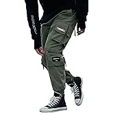 Ambcol Mens Cargo Pants Casual Joggers Techwear Cotton Streetwear Hip Hop Trousers