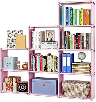 Amazon Com Bookshelf Assembly Compact Stand Up Plastic Bookcase Multi Function Cabinet For Home Office Living Room And Book Storage Rack Fanjiani Color Pink Furniture Decor