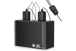 LURMMUE Dual Dome Reptile Lamp Fixture - for Heat Lamp & UVB Bulb (Max 100W Each) - with Reflector Design for Bearded Dragons, Turtles, Snakes & Lizards - 8.1 Inches