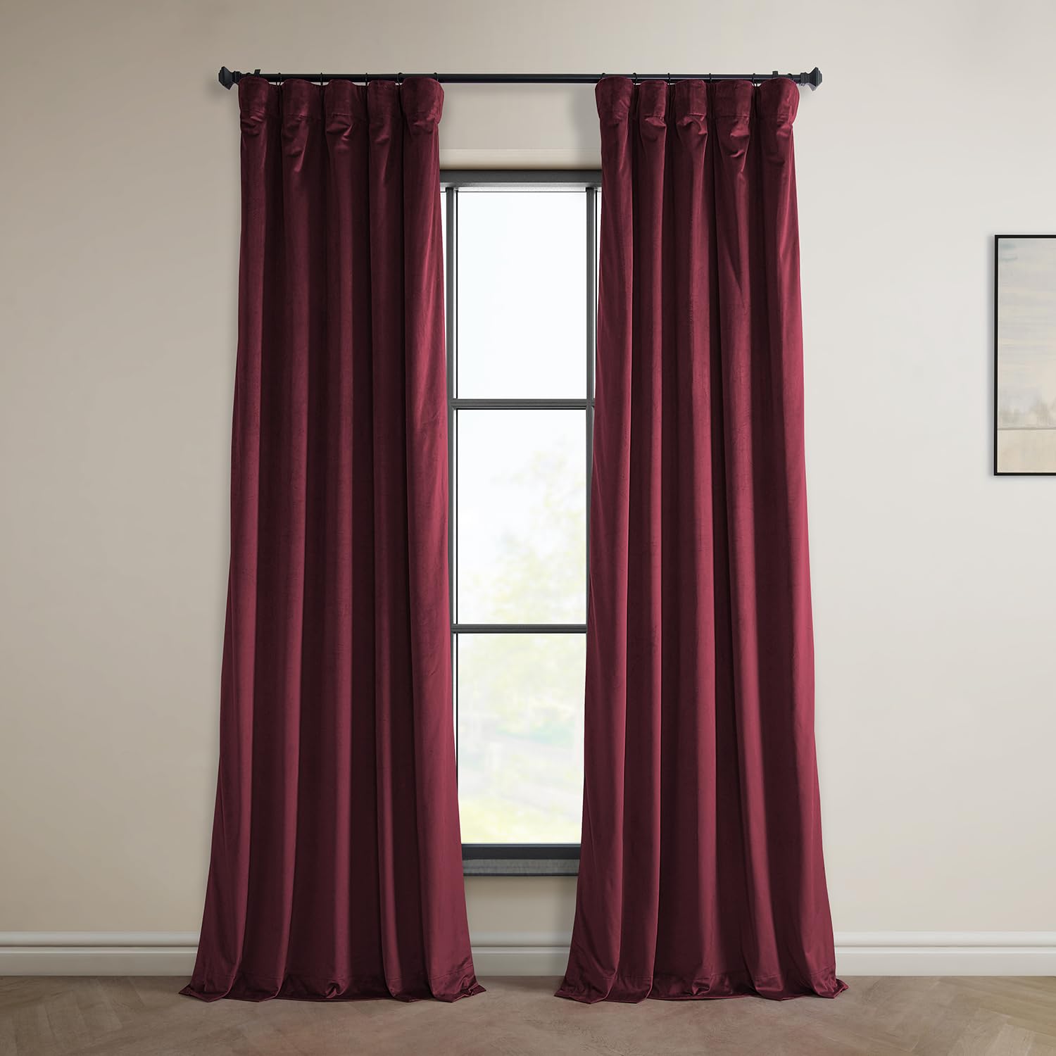 HPD Half Price Drapes Heritage Plush Velvet Curtains 108 Inches Long Room Darkening Curtains for Bedroom & Living Room 50W x 108L, (1 Panel), Dark Merlot