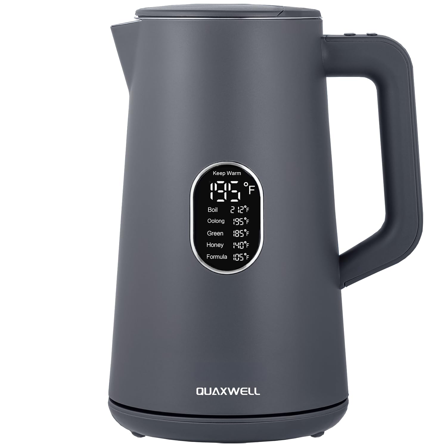 Photo 1 of QUAXWELL 1.5L Electric Kettle Stainless Steel, Double Wall Cool Touch Teapot, Fast Boil,5 Temperature Control, LED Display, Auto Shut-Off, BPA-Free,Keep Warm Function, Ideal for Tea & Coffee,Gray