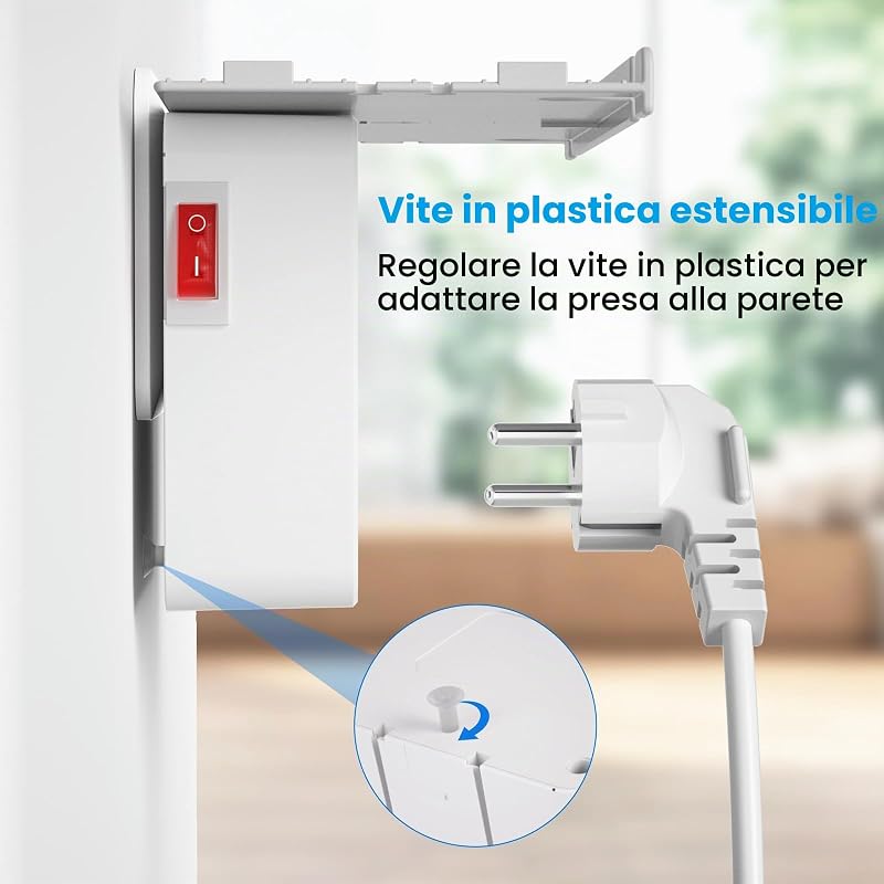 Presa Multipla Salvaspazio con Interruttore, Ciabatta Multipresa da Parete
