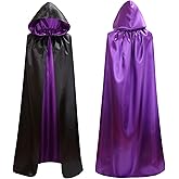 Sanmoury Unisex Reversible Satin Hooded Capes For Christmas Halloween Party Vampires Easter Cosplay Costume Cloak