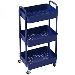 Sywhitta 3-Tier Plastic Rolling Utility Cart with
