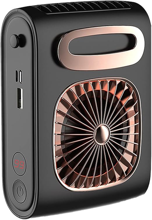 Wearable Waist Belt Clip Fan Neck Fan, 10000mAh Power Bank, 3 Speeds