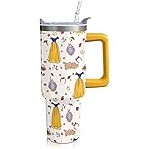 Hachishun Cartoon Fairy Tale Princess Tumbler with Handle & Straw | Princesses Dress and Mirror | Travel Coffee Mug -Birthday/Christmas Gift to Girl/Women