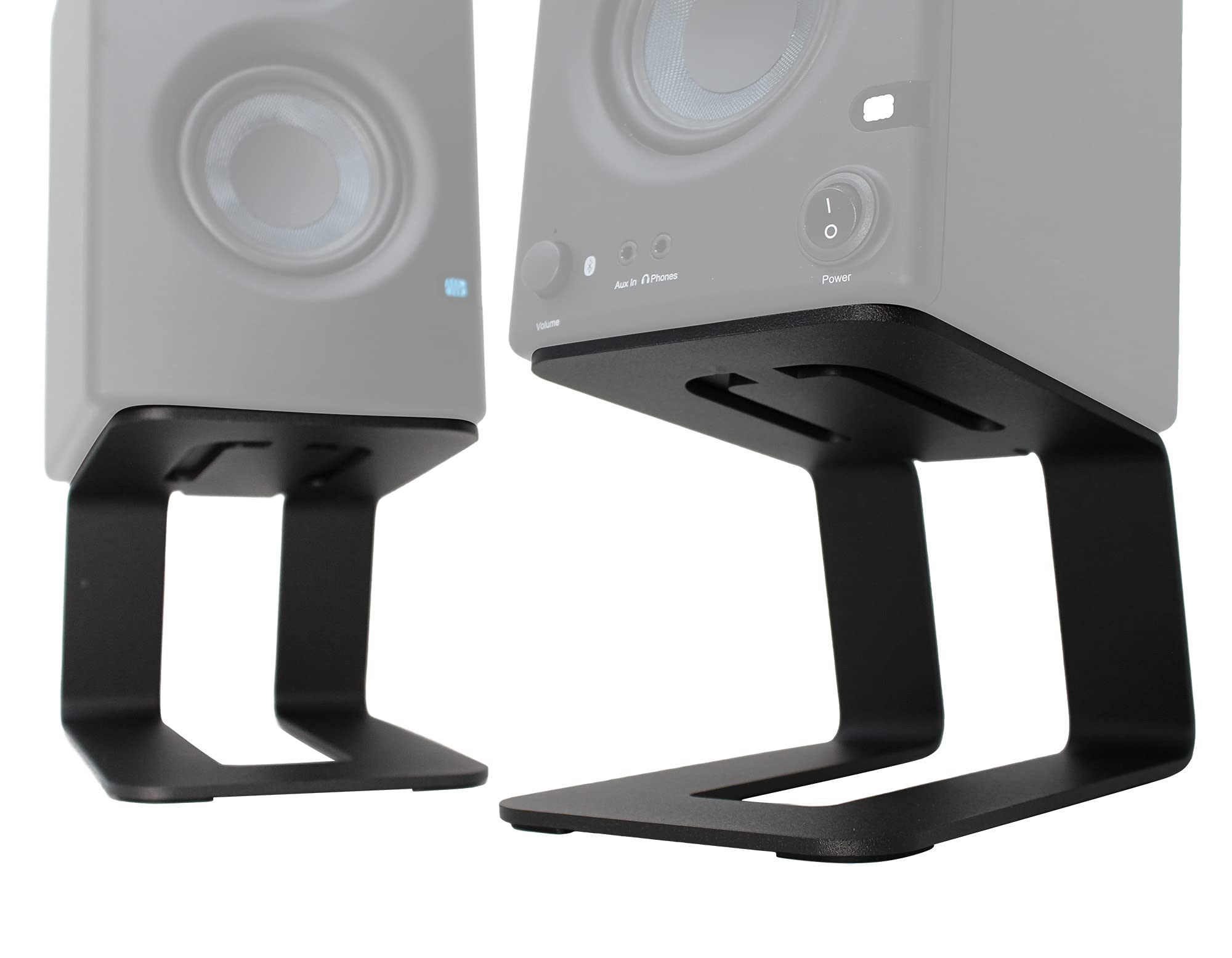 HumanCentric Desktop Speaker Stands Pair for Desk Speakers, Medium and Small Bookshelf Riser, Use in Studio, Home Office or Gaming Setup, 5 Degrees Tilt, Aluminum, Rubber Feet, Black