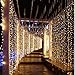 DLPIN 304 LED Christmas Lights Linkable Window Curtain String Lights UL Safe Fuse Saving Settings for Wedding Home Party Decorations - 9.8FT Warm White