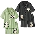Lsydnfow Matching Pajamas For Couples Panda Print 2 Pieces Loungewear Top and Short Homewear Set