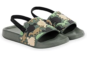 FUNCOO PLUS Toddler Slide Sandals Boys Girls Water Shoes Kids Slip On Sandal with Back Strap for Outdoor Summer Beach