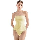 SUUKSESS Women Double Lined Going Out Trendy Tube Tops Side Split Sexy Tank Tops