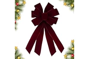 CHMOART Christmas Wreath Bow 20 x 11 Inches Large Christmas Bows Burgundy Red Velvet Bow Winter Farmhouse Bow Xmas Tree Topper Ornament Bow for Home Front Door Decorations