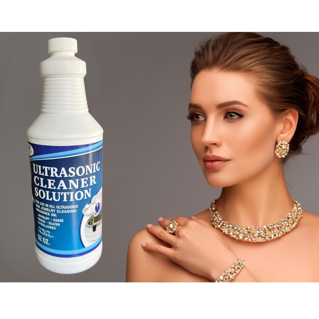 NORTHWEST ENTERPRISES Jewelry Cleaner, Ultrasonic Jewelry Cleaner Solution - Cleans Gold, Silver, Platinum, Diamonds, Non-Porous, & Semi-Precious Jewelry (32 Ounce)