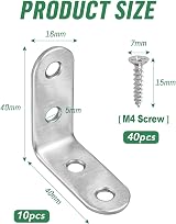JatilEr 10 Pcs Angle Corner Brackets 40x40mm Stainless Steel 90 Degree view 2