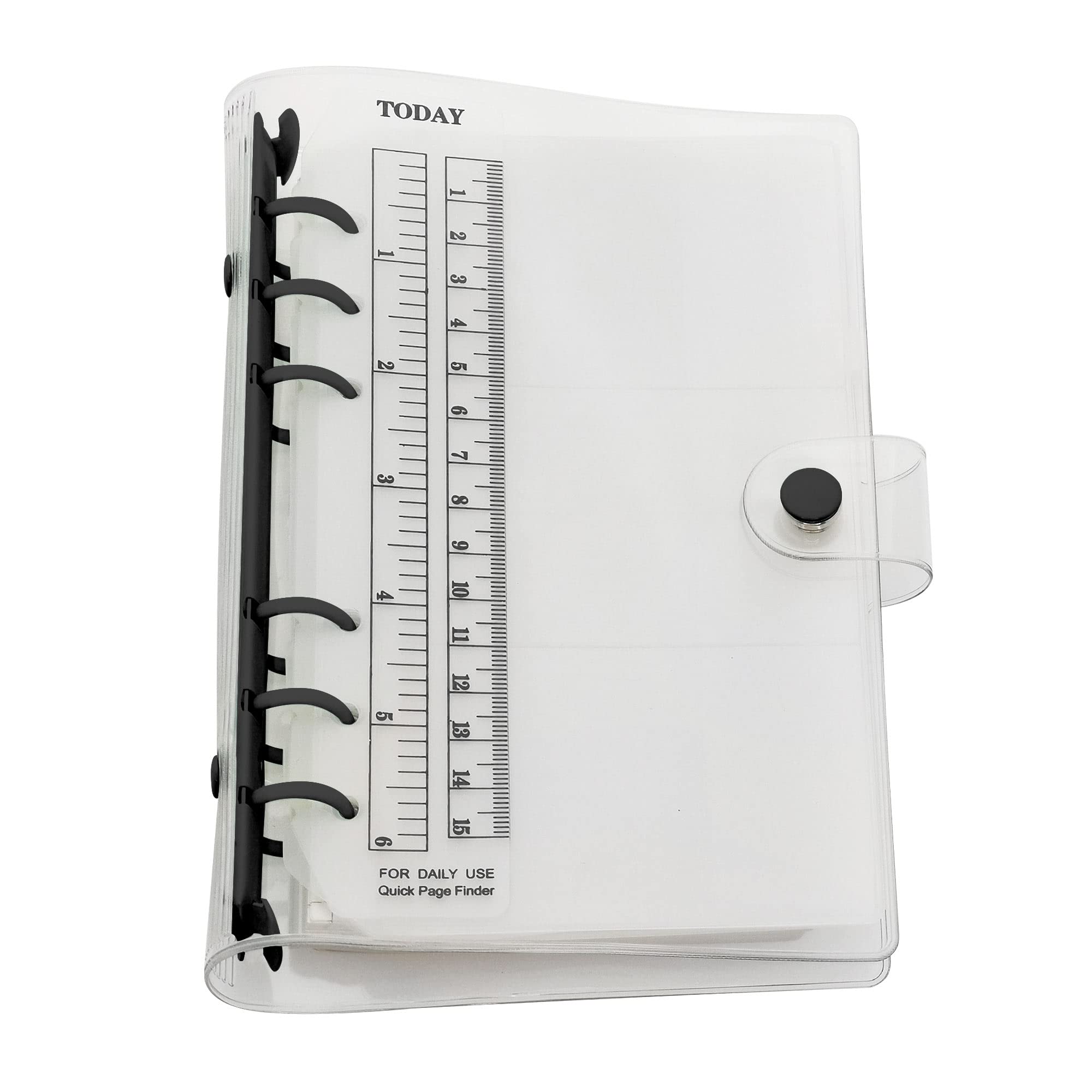 A6 A5 6-Holes Colorful PVC Cover Round Ring View Binder with Snap Button Closure File Folder (Black Ink, A6 Combo)