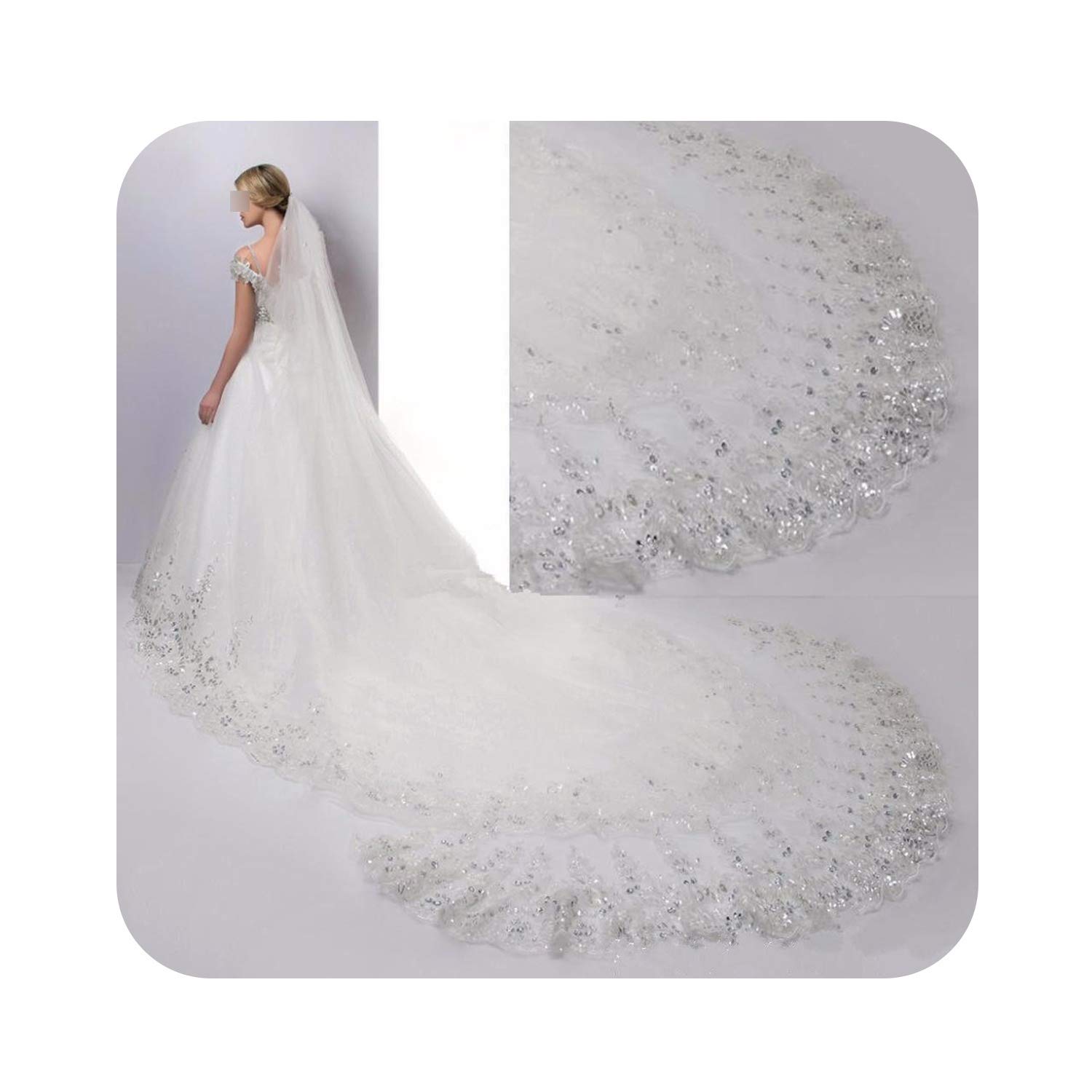 Lightning Delivery 4 Meters Cathedral Wedding Veil Long Lace Edge Bridal Veil With Comb Wedding Accessories Wholesale White At Women S Clothing Store Fashion Brands Www Isainatoparrucchieri It
