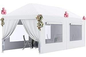 Quictent 10x20 Heavy Duty Party Tent Outdoor Canopy Tent for Parties with 4 Mesh Window Sidewalls & Roll-up Cover