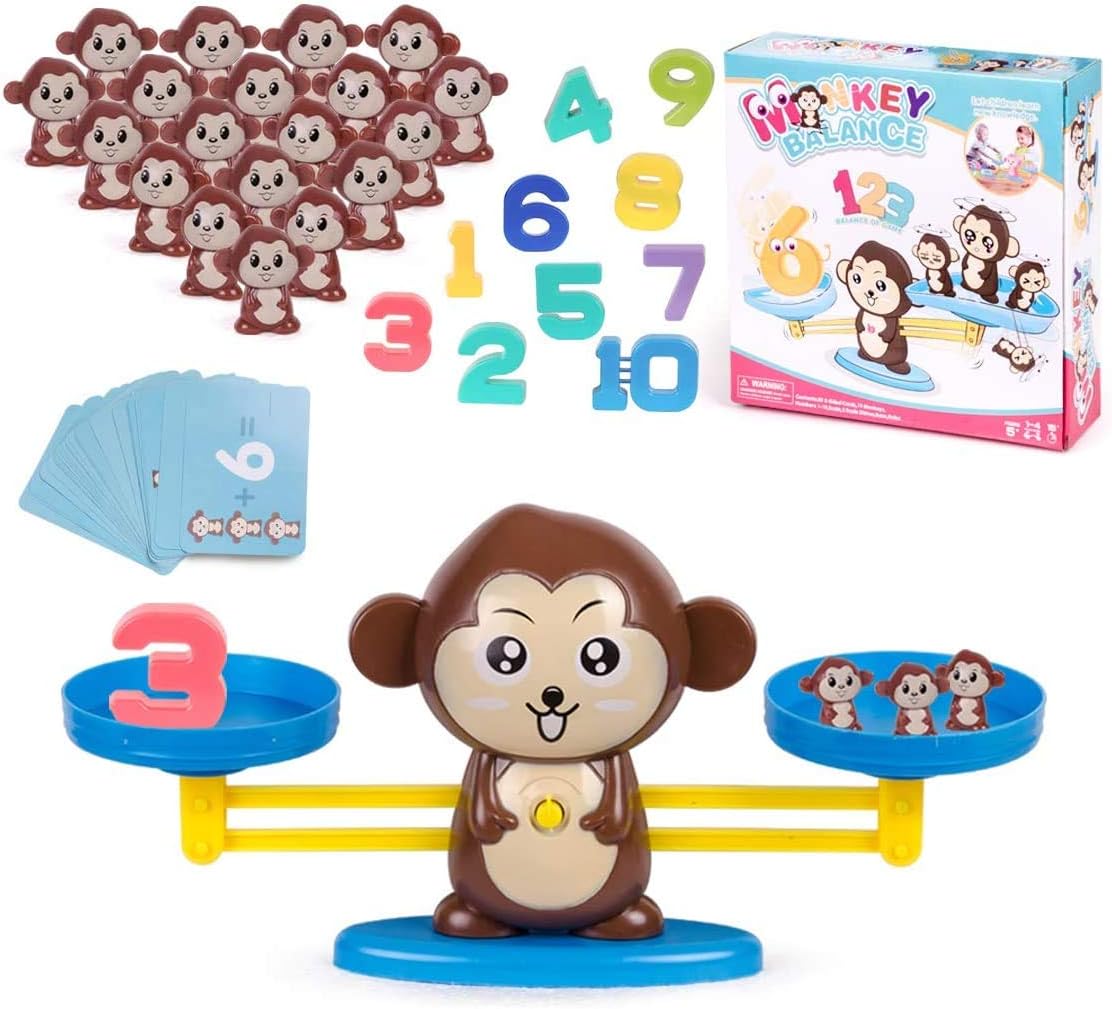 Refasy Counting Toys Balance Math Game STEM Number Learning Toys for Kids(65-Piece Set)