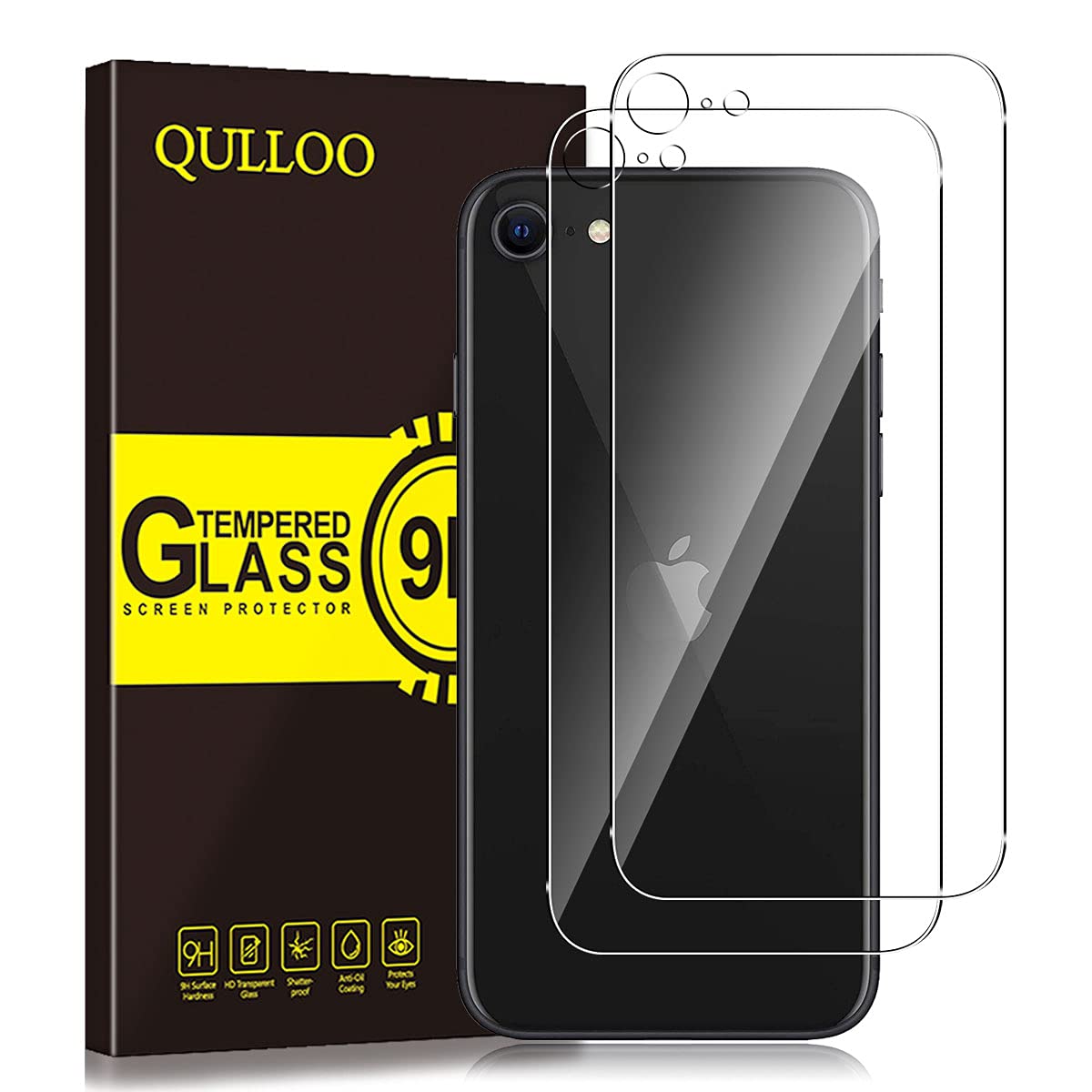 QULLOO for New iPhone SE (2020) Back Screen Protector, [2 Pack] 9H Hardness Temepred Glass Back Protective Film Anti-Fingerprint Glass Screen Protector for iPhone SE 2020