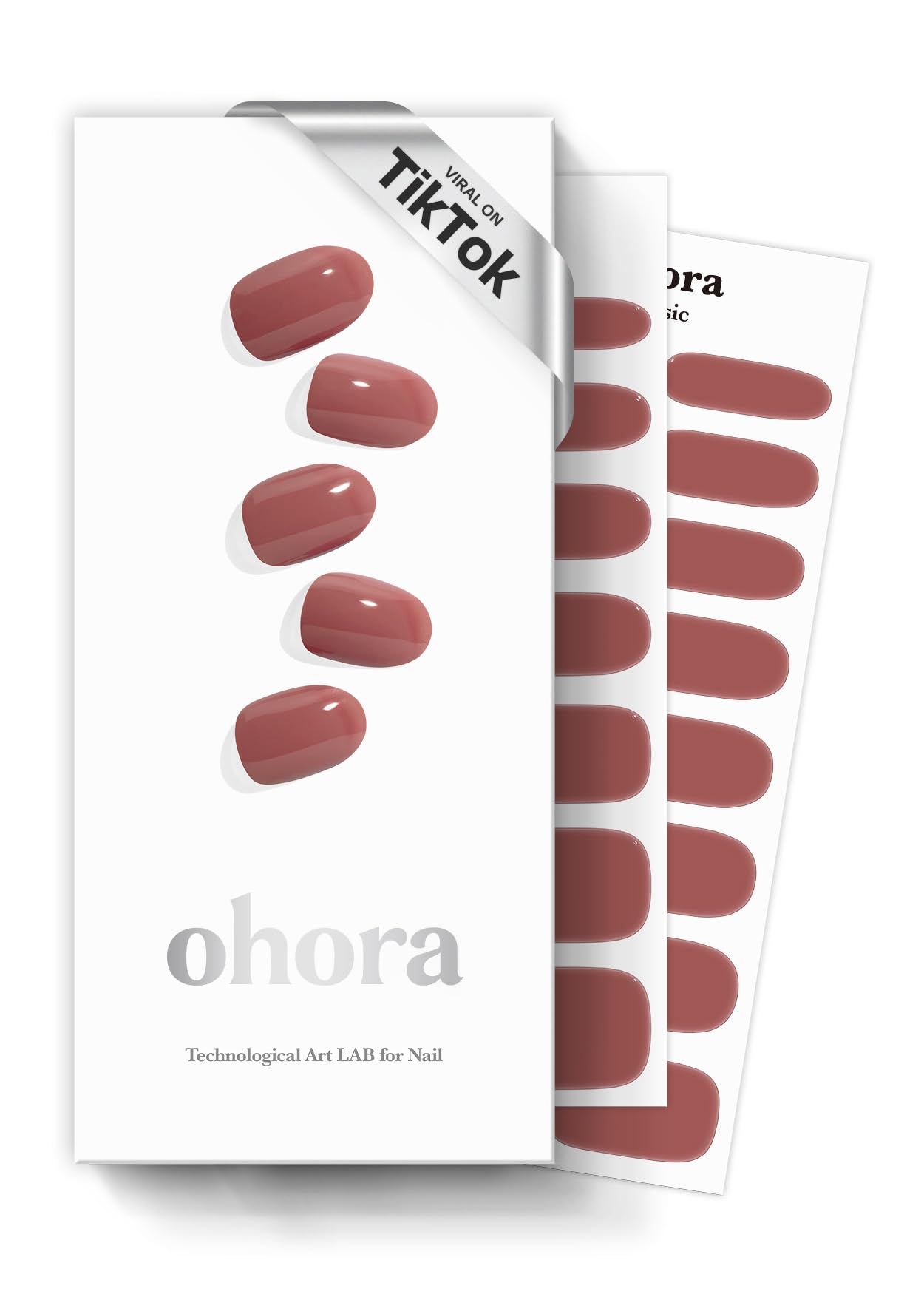 ohora Semi Cured Gel Nail Strips (N Cream Rose) - Brown, Solid, 30 Pcs for 2 Cycles, UV Lamp Compatible, Salon-Quality, Long-Lasting & Easy to Apply, Includes 2 Prep Pads, Nail File & Stick — image 1