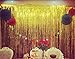 Asunflower 9.8Ft Metallic Tinsel Gold Foil Fringe Curtains Backdrop Christmas Hanging Streamers for Party/Prom/Birthday Favors