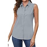 TOLOVIC Wrinkle Free Womens Sleeveless Button Down Shirts for Women Stretch Business Office Formal Work Blouses Tops
