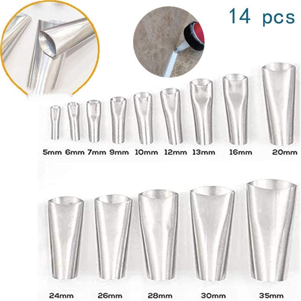 14pcs/Set Stainless Steel Caulk Nozzle Scraper Set Reusable Caulk Remover Sealing Caulking Tool Kit Silicone Sealant Finishing Tool