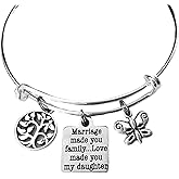Marriage Made you Family Love Made You My Daughter Expandable Charm Bracelet for Daughter In Law Adjustable One Size Fits All Can be Personalized