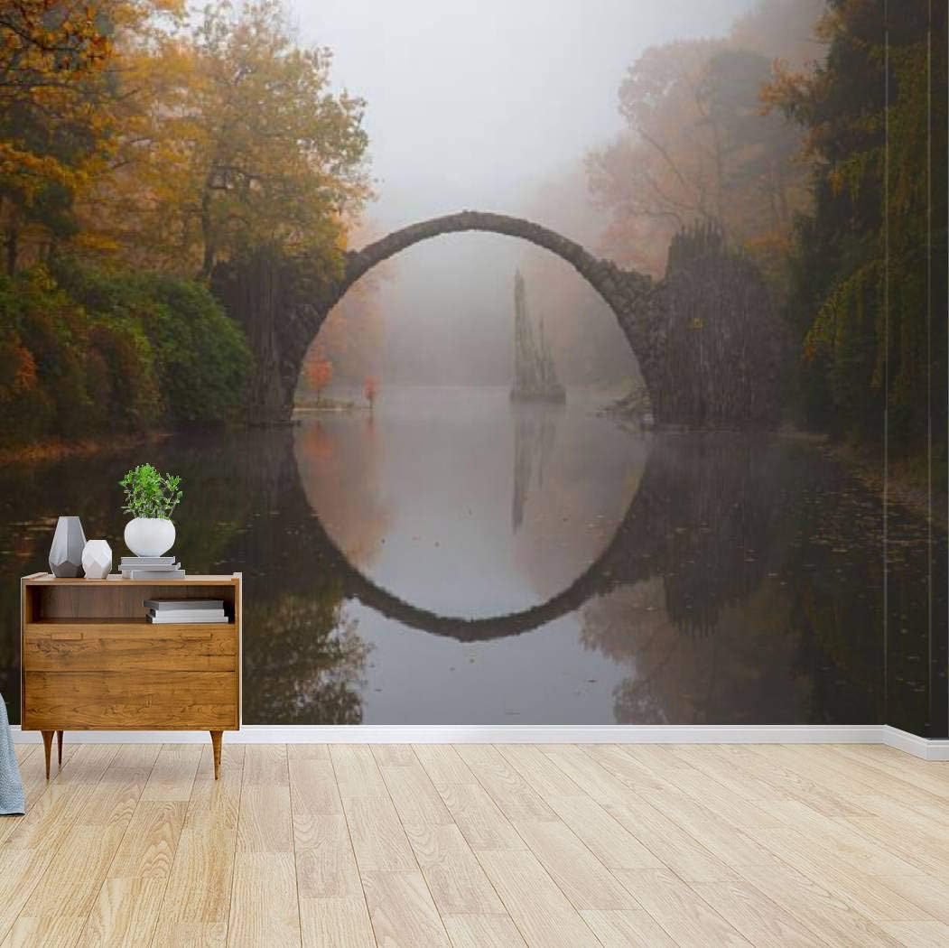 Amazon Com Kanworse Rakotzbrucke Devil S Bridge In Early Morning Mist Canvas Print Wallpaper Wall Mural Self Adhesive Peel Stick Wallpaper Home Craft Wall Decal Wall Poster Sticker For Living Room Home