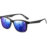 DUCO Rectangular Polarized Sunglasses for Men Acetate Carbon Fiber Sun Glasses Driving Fishing Golf UV400 Protection DC8330