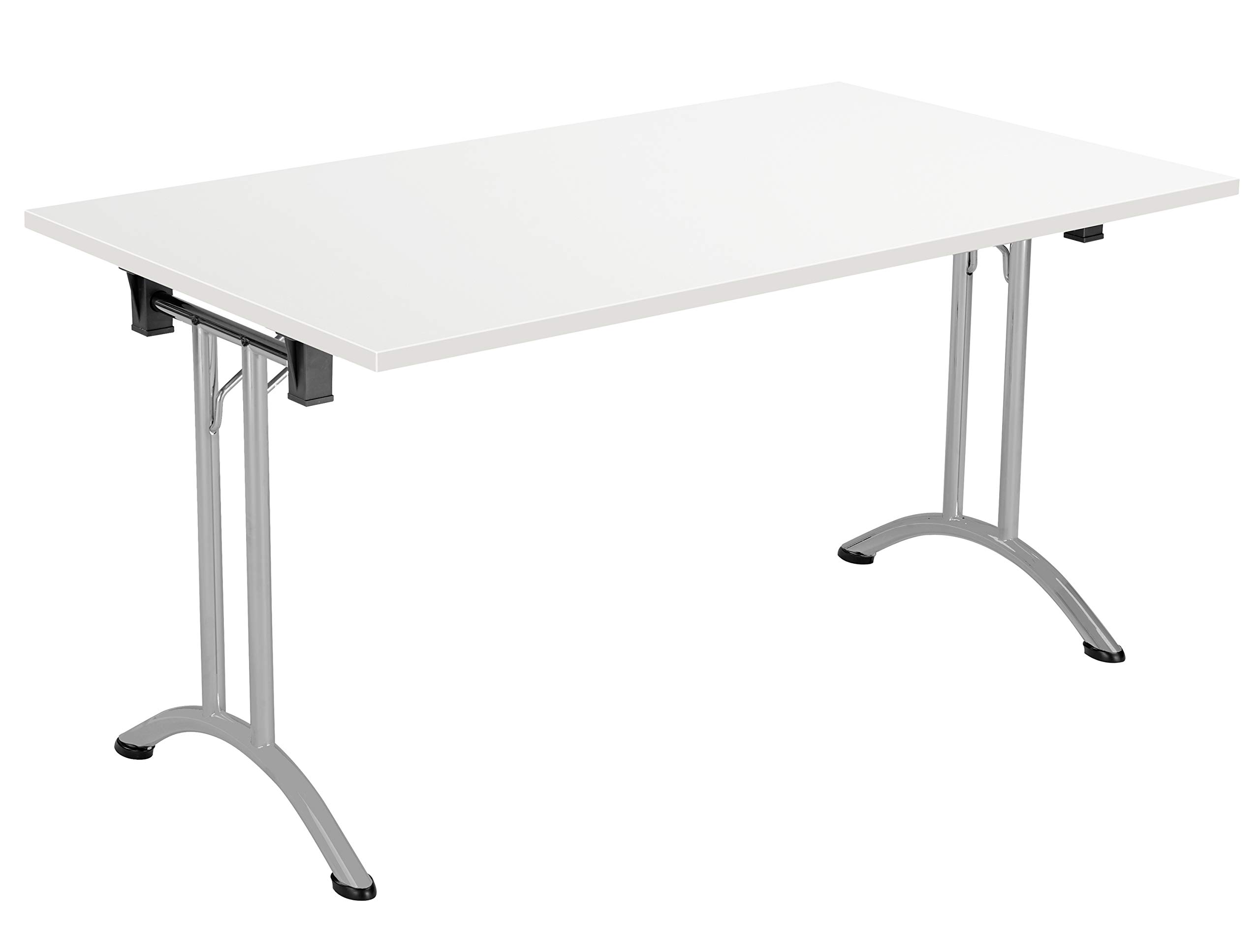 Office Hippo Folding Office Table, Sturdy & Stylish Computer Table Desk, Work Table For Home Office, Versatile Foldable Table For Meeting Room or Boardroom, 5 Year Guarantee - White / Silver