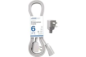 DDON USA Appliance Extension Cord - 6ft Heavy Duty Gray Extension Wire for Air Conditioner, Refrigerator, & All Major Appliances - 14 Gauge High Voltage 3 Prong Flat-End Appliance Cord, for Indoor use