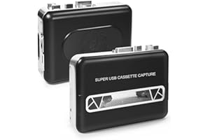 Janryzone Portable Auto Reverse Cassette Player,Clear Stereo Cassette Tape Player With Big Speaker＆Earphone,Cassette Tape to MP3 Converter,Powered by USB Power Cord or AA Battery Black