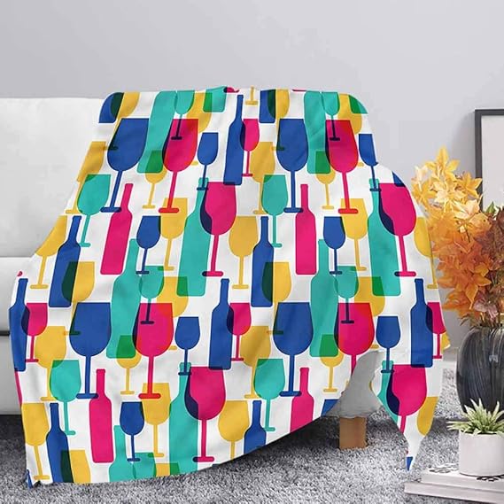 LCGGDB Winery Fleece Throw Blanket,36"x48",Funky Alcohol