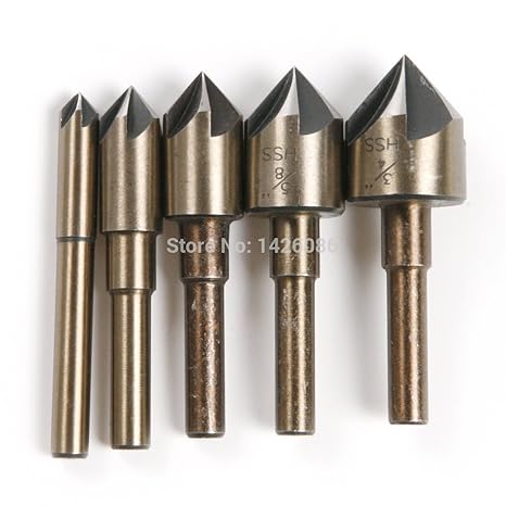 Generic 82 degree 5 blade Chamfering tool Countersink Drill BIT Tool SET Woodworking Professional Tools , 5 pics