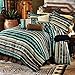 Home Style Southwest Turquoise Green Native American King Comforter, 2 Shams, 3 Decorative Pillows, 1 Bedskirt Sleep Mask Southwestern Lodge Cabin (King)