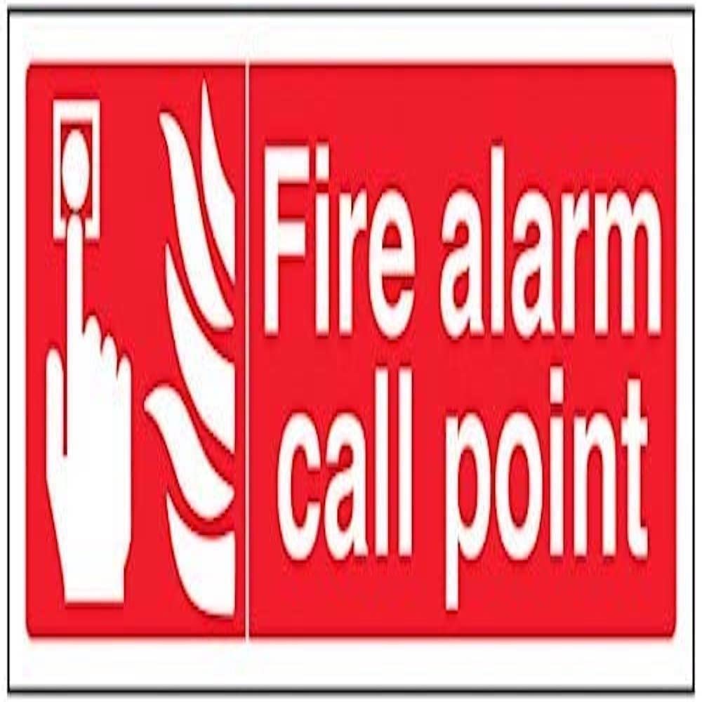 V Safety 13022AX-S Fire Alarm Call Point Sign - Landscape - 300mm x 100mm - Self Adhesive Vinyl, Red
