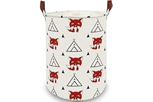 BOOHIT Storage Baskets,Canvas Fabric Laundry Hamper-Collapsible Storage Bin with Handles,Toy Organizer Bin for Kid's Room,Office,Nursery Hamper (Racing Flag Triangle) (Triangle Fox)