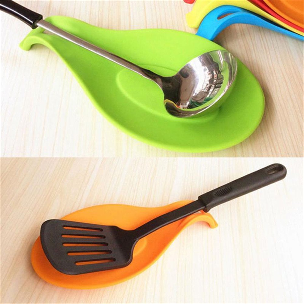 OUZIFISH Kitchen Heat Resistant Insulation Mat Silicone Spoon Rest 5 pcs/set Colorful